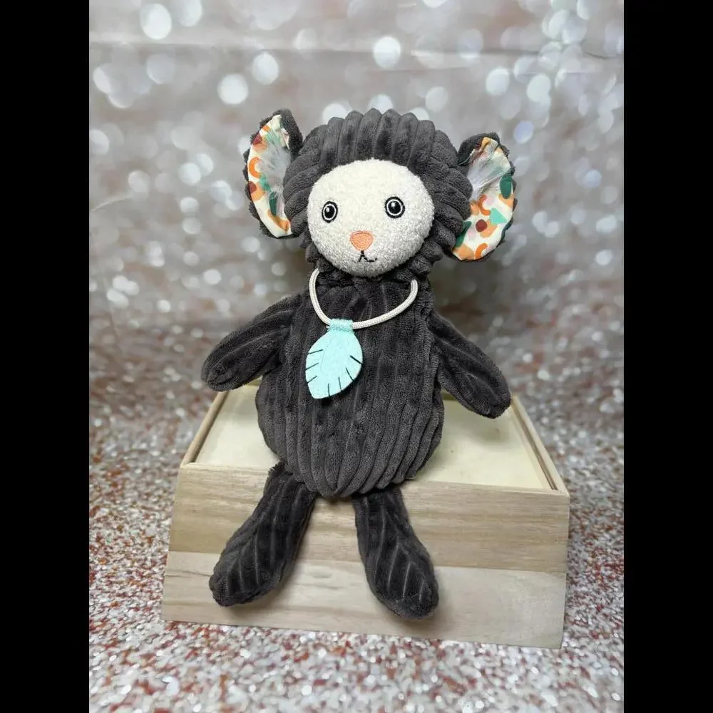 Les Deglingos‎ Marmoset Monkey Plush Lovey Toy Ribbed Gray Corduroy 13